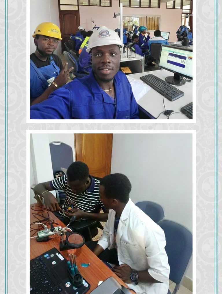 Students working on 3D printers in the lab